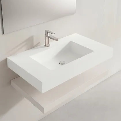 Badrumspaket Cavo 80 cm Mineralmarmor Tvättställ & Bänkskiva Beige Matt