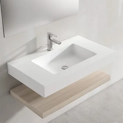 Badrumspaket Cavo 80 cm Mineralmarmor Tvättställ & Bänkskiva Ek Matt