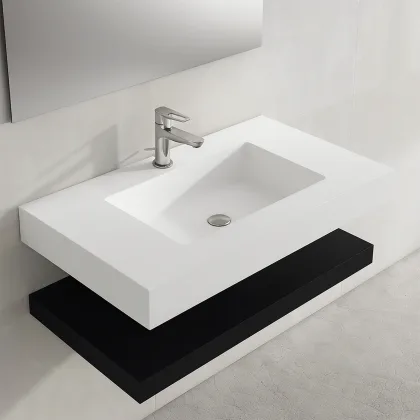 Badrumspaket Cavo 80 cm Mineralmarmor Tvättställ & Bänkskiva Svart Matt