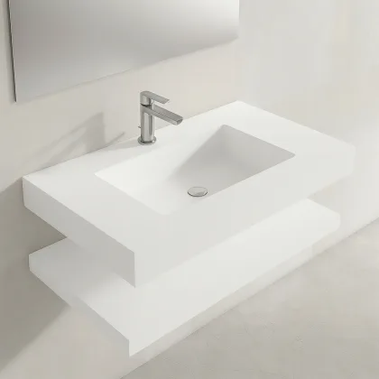 Badrumspaket Cavo 80 cm Mineralmarmor Tvättställ & Bänkskiva Vit Matt