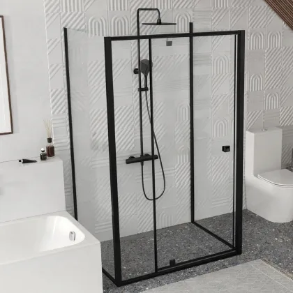 Ravak Duschkabin Pivot 100x100 cm Svart Matt