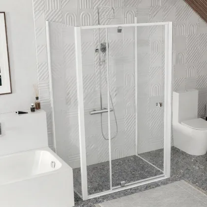 Ravak Duschkabin Pivot 100x100 cm Vit-Krom Blank