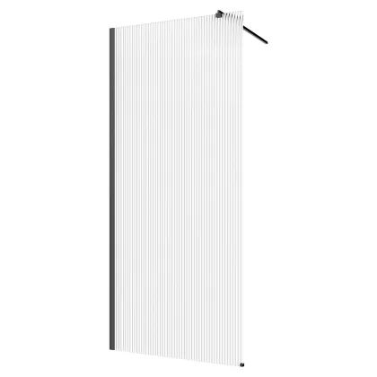 Duschvägg Asona 100 cm Svart Matt Räfflat